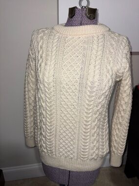 Soft Cable Crewneck Sweater in Cream